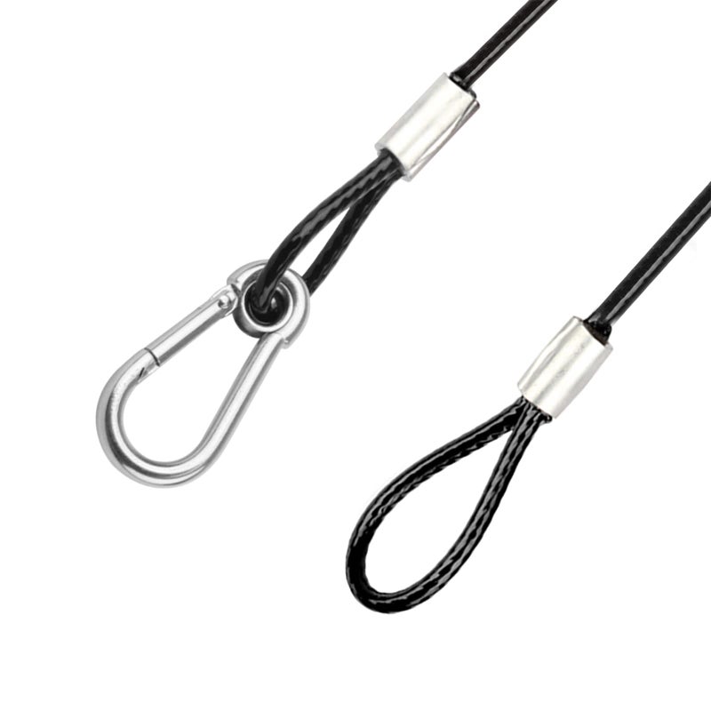eoere 10 PCS 39.4 in Safety Cable, Security Cable with Loops for DJ Stage Par Lighting, Black Coated Braided Stainless Steel Safety Wire, Max. Load 110 lb - Image 4